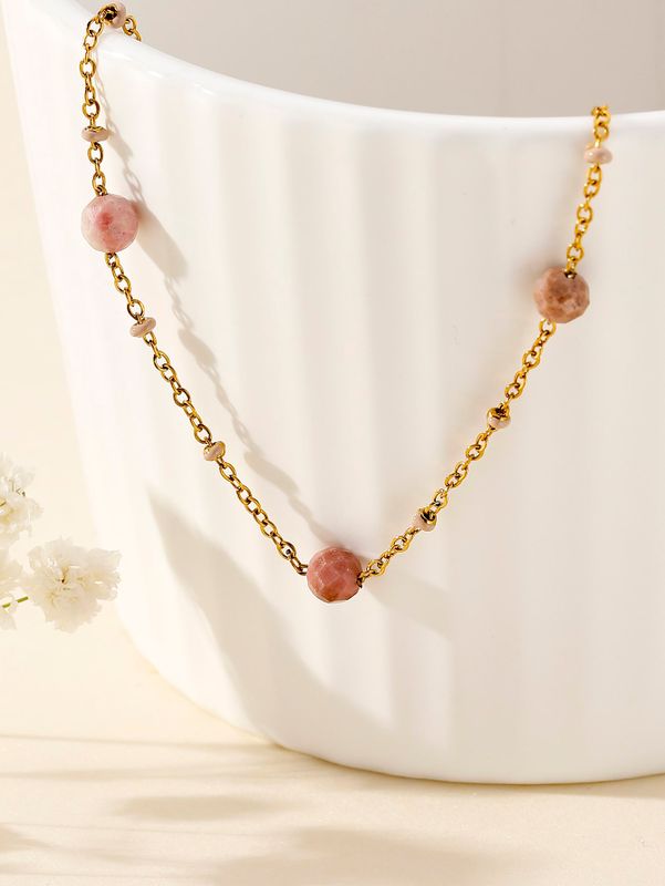 Edelstahl 304 14 Karat Vergoldet Einfacher Stil Pendeln Perlen Überzug Farbblock Halskette