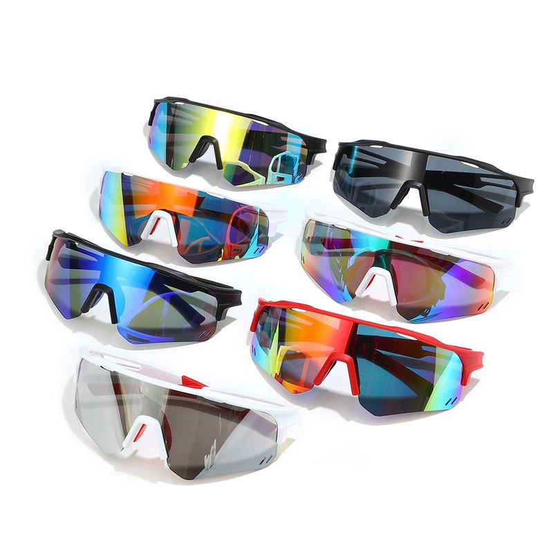 Casual Color Block Pc Special-shaped Mirror Ring Full Frame Sports Sunglasses