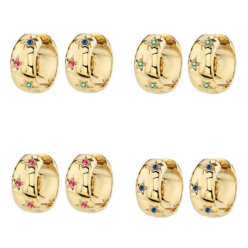 1 Pair Ig Style Vintage Style Classic Style Circle Star Plating Inlay Copper Zircon 18k Gold Plated Earrings