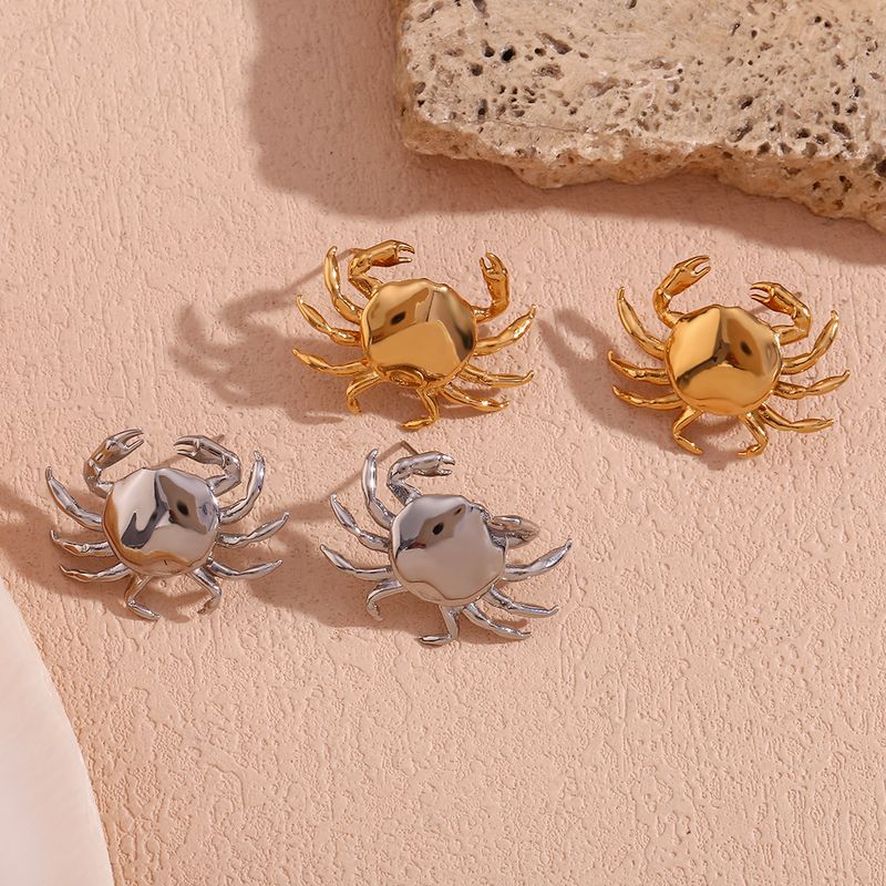 1 Pair Cute Basic Classic Style Crab Plating Stainless Steel 18k Gold Plated Ear Studs