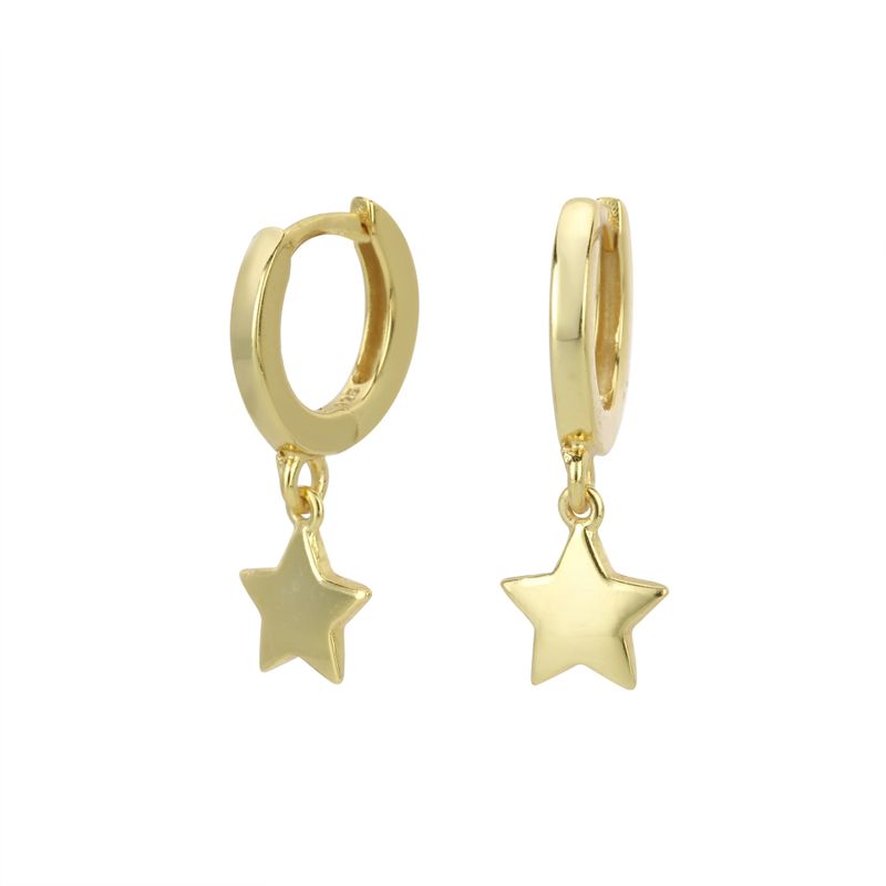 1 Paire Style Classique Star Placage Argent Sterling Plaqué Or Boucles D'oreilles