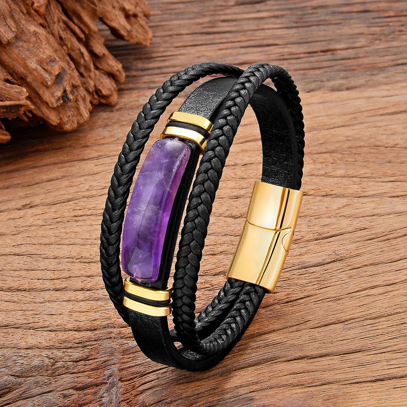Luxurious Artistic Color Block 316 Stainless Steel  Natural Stone Handmade Unisex Bracelets