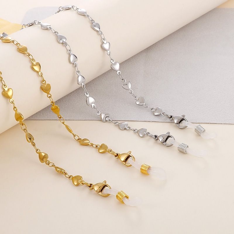 Simple Style Classic Style Solid Color Titanium Steel Women's Glasses Chain