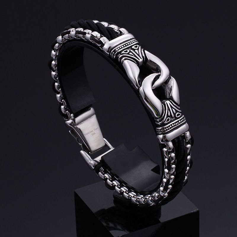 Rock Punk Streetwear Geometric Titanium Steel Men's Bracelets