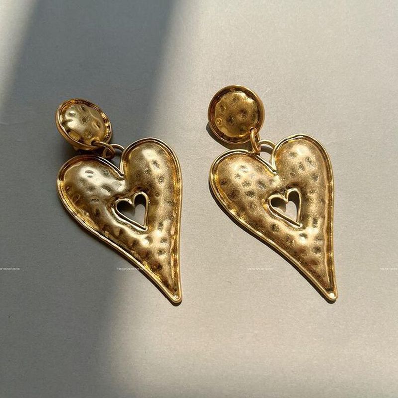 1 Pair Simple Style Classic Style Heart Shape Plating Metal Gold Plated Drop Earrings