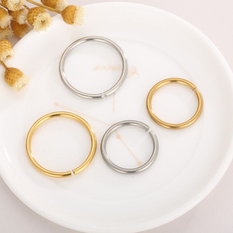 1 Piece Stainless Steel 18K Gold Plated Round