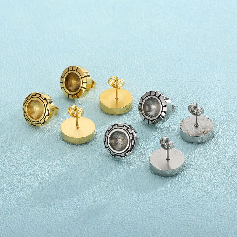1 Pair Simple Style Round Plating Stainless Steel 18K Gold Plated Ear Studs