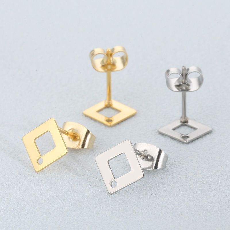 1 Pair Simple Style Square Plating Stainless Steel 18K Gold Plated Ear Studs