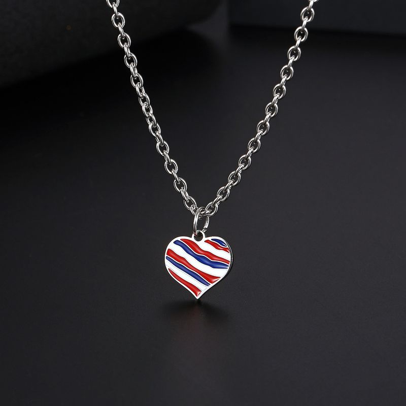 Simple Style Heart Shape Titanium Steel Enamel Pendant Necklace