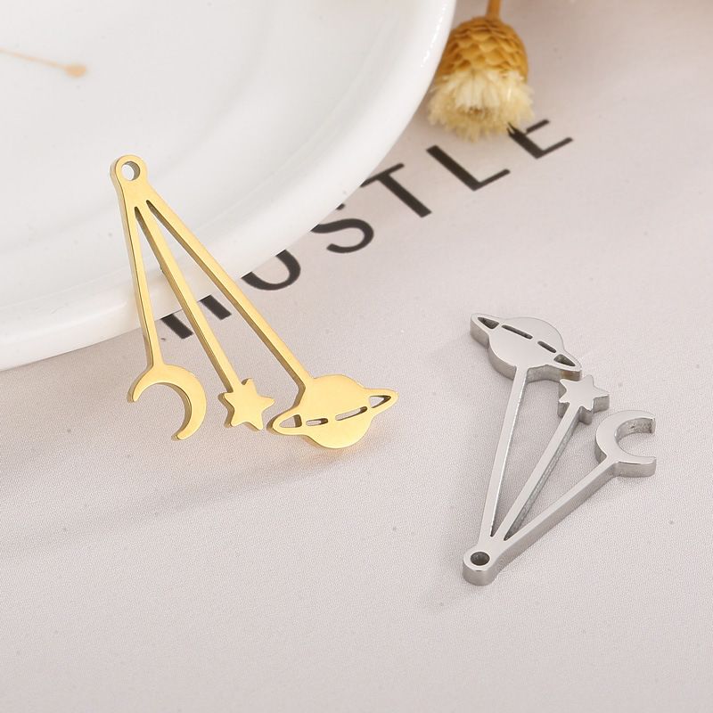 1 Piece Stainless Steel 18K Gold Plated Star Moon