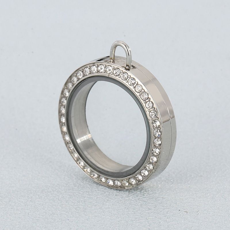 Casual Solid Color Stainless Steel Inlay Rhinestones Glass Jewelry Accessories