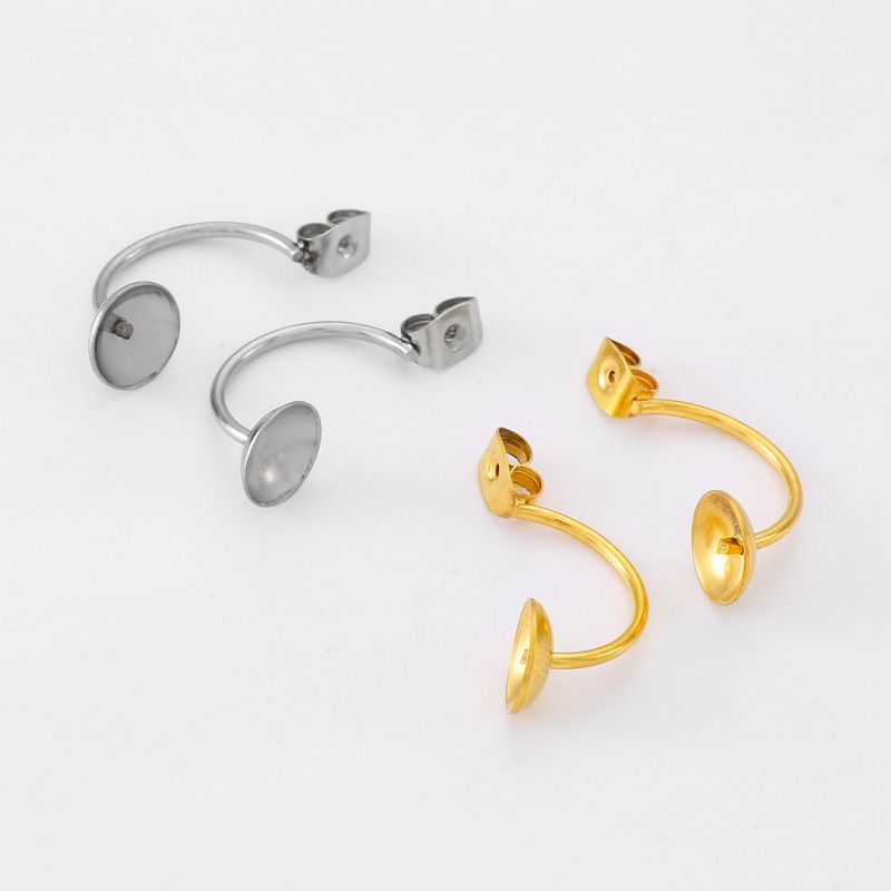 1 Pair Stainless Steel 18K Gold Plated Solid Color