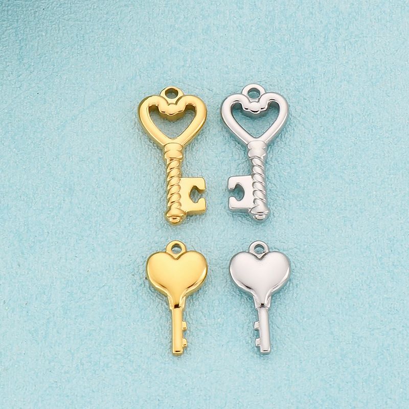 Simple Style Heart Shape Key Stainless Steel Plating Jewelry Accessories