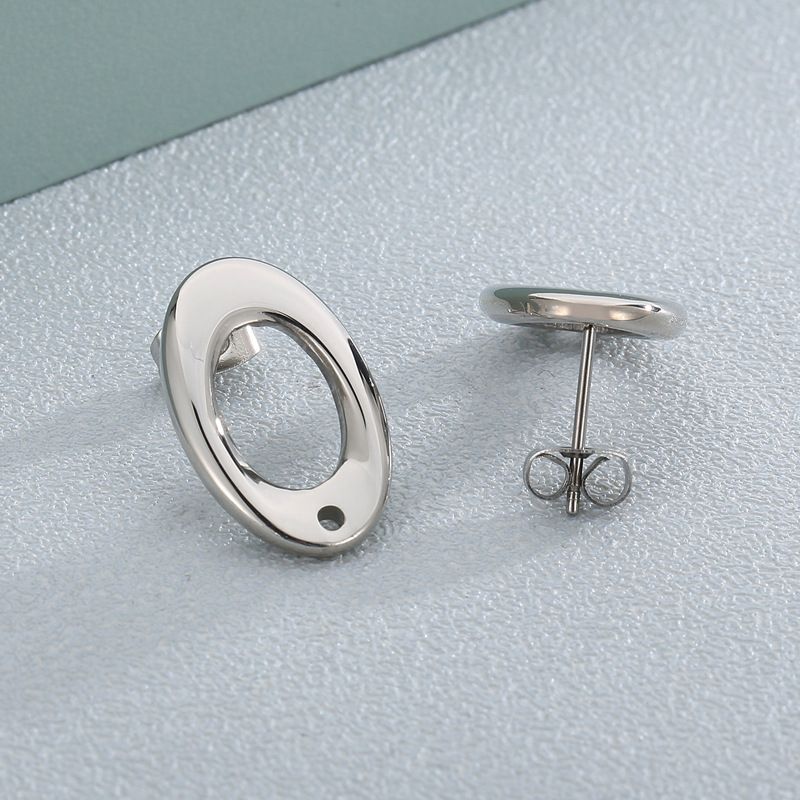 1 Par Estilo Simple Oval Acero Inoxidable Pendientes