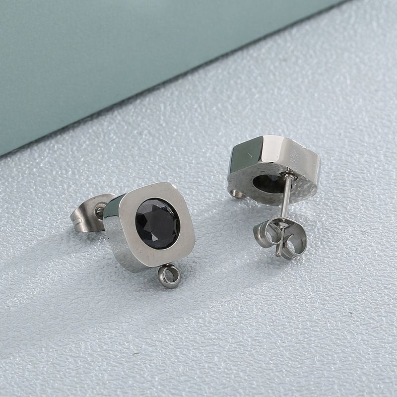 1 Pair Simple Style Square Inlay Stainless Steel Artificial Crystal Ear Studs