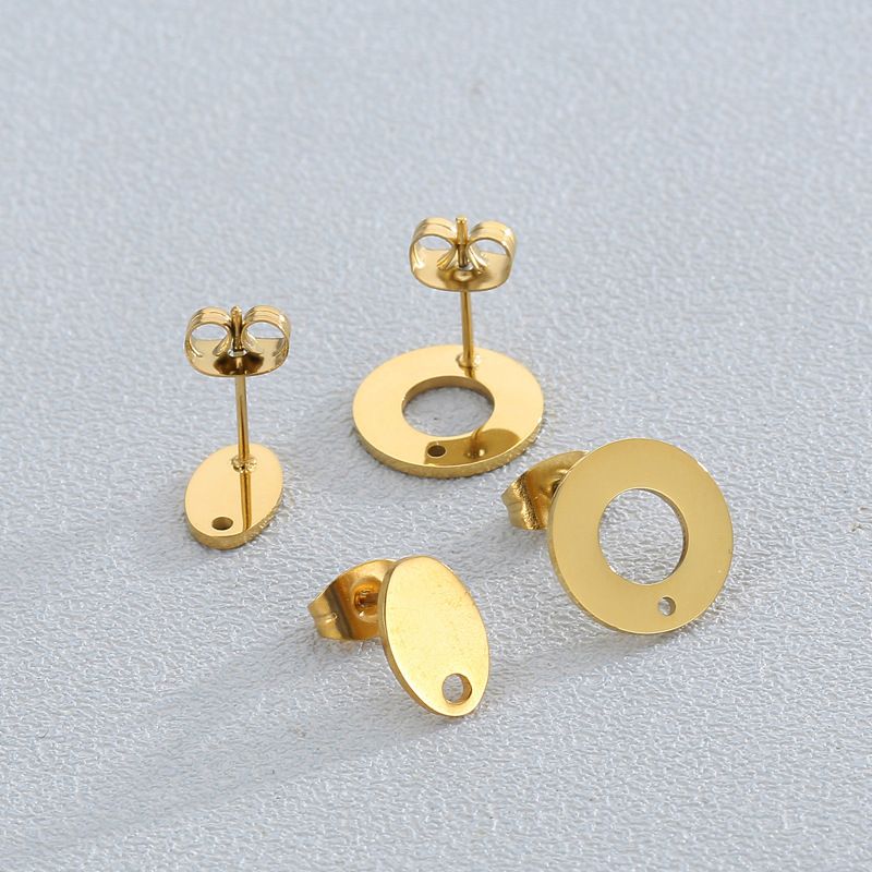 1 Par Estilo Simple Ronda Cuadrado Oval Enchapado Acero Inoxidable Pendientes