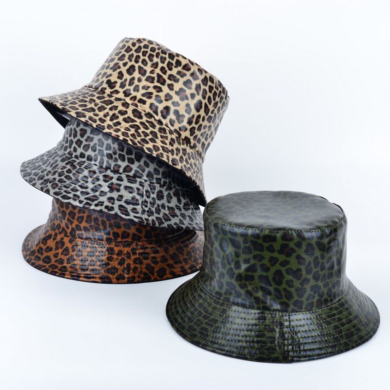 Women's Basic Leopard Big Eaves Bucket Hat