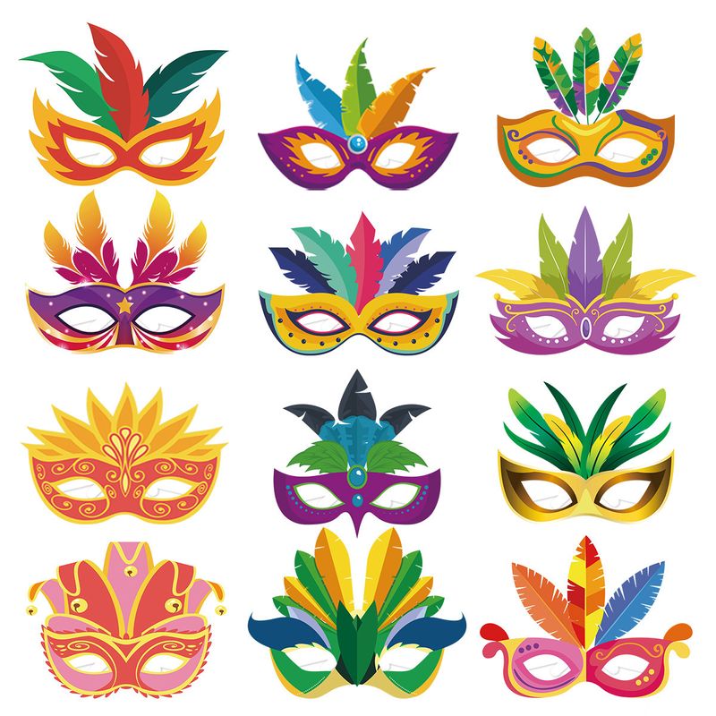 Lindo Gracioso Bloque De Color Papel Fiesta Carnaval Atrezzo Decorativo