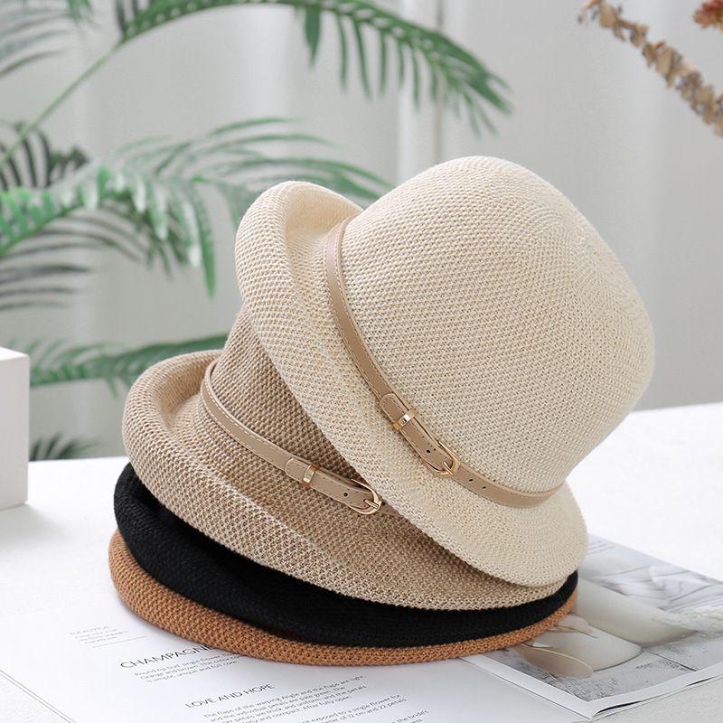 Women's Lady Solid Color Crimping Bucket Hat