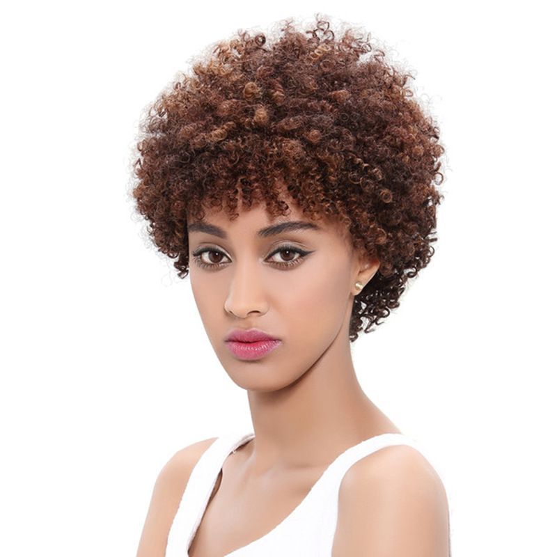 Unisex Exaggerated Black Casual Party High Temperature Wire Bangs Short Curly Hair Wigs