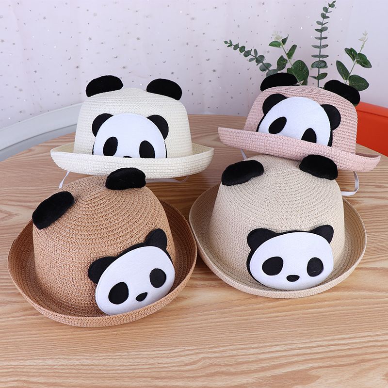 Femmes Mignon Style Simple Panda Sertissage Chapeau De Paille