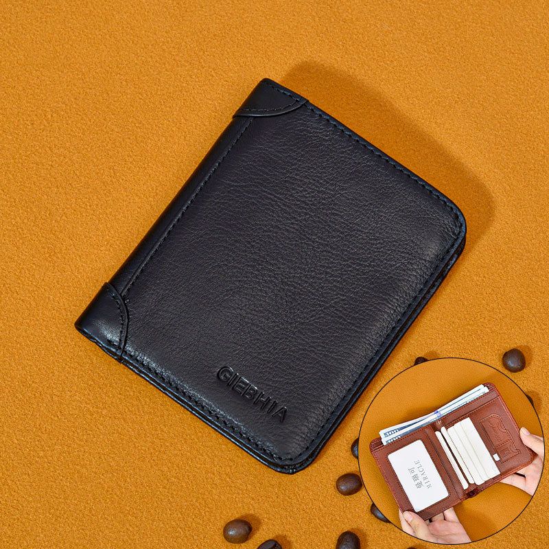 Men's Solid Color Leather Flip Cover Wallets