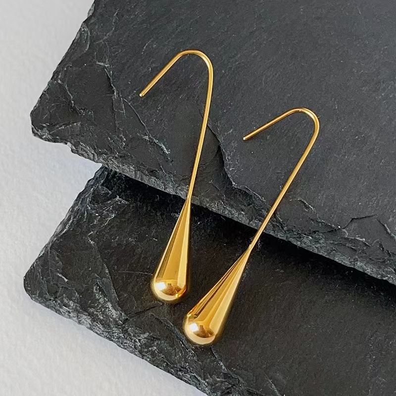 1 Pair Ig Style Elegant French Style Water Droplets Plating Stainless Steel 18k Gold Plated Ear Hook