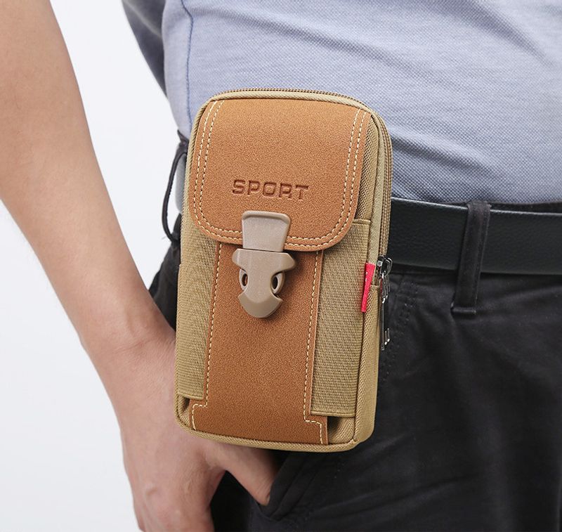 Men's Solid Color Oxford Cloth Zipper Phone Wallets