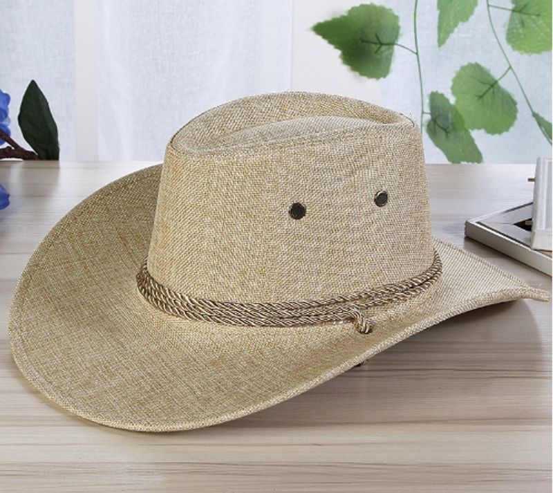 Men's Pastoral Simple Style Solid Color Big Eaves Straw Hat