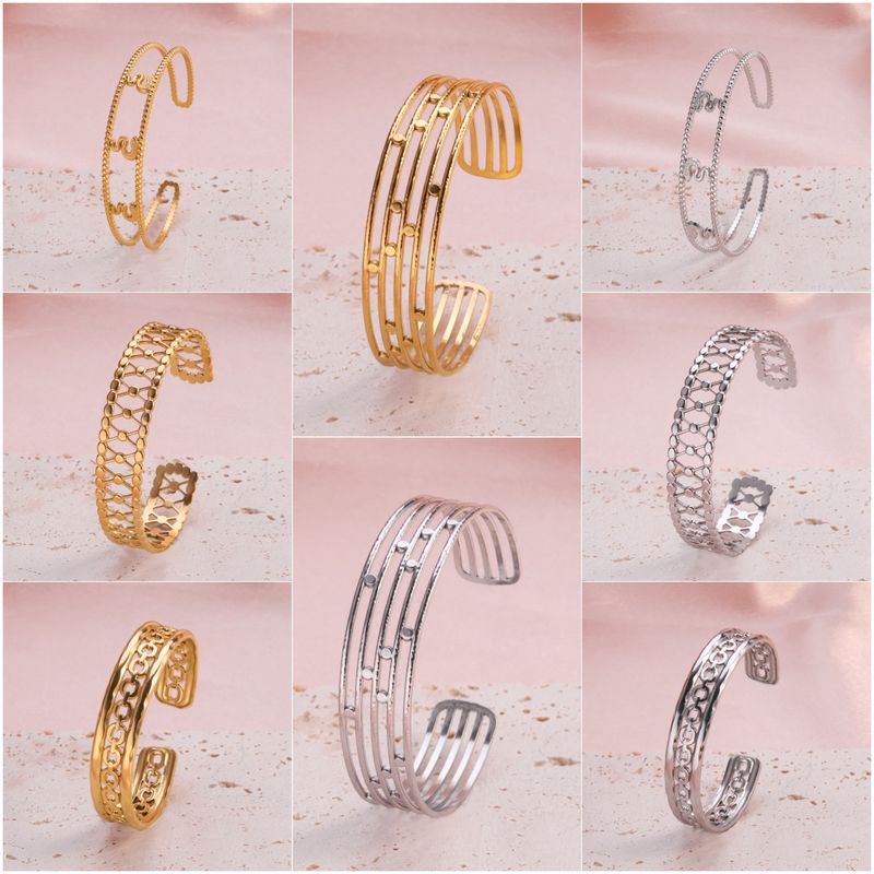 Décontractée Style Classique Forme C Lignes Serpent Acier Inoxydable 304 Plaqué Or 18K Bracelet En Masse