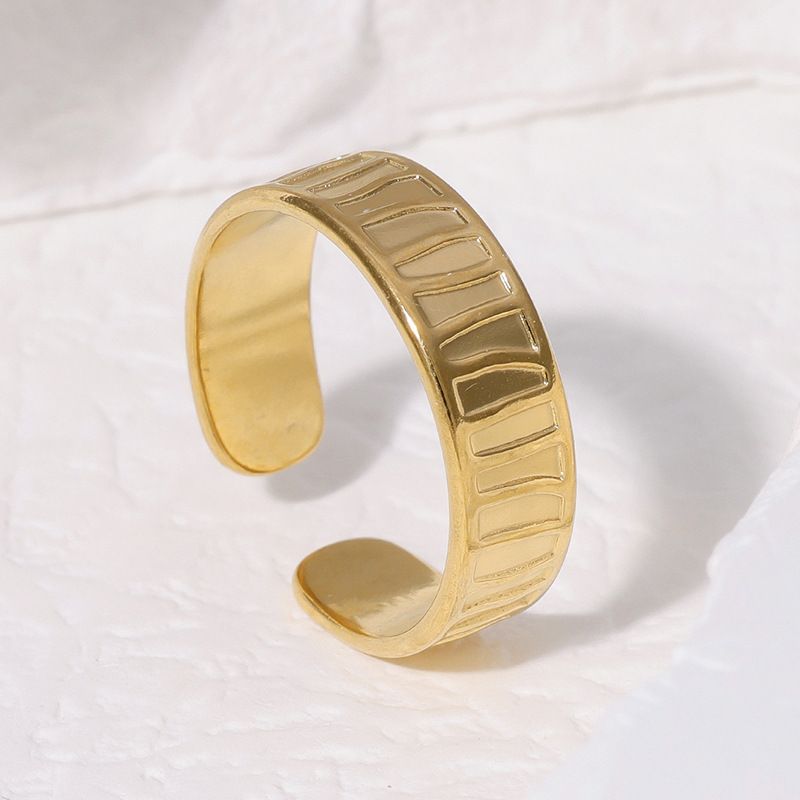 304 Stainless Steel 18K Gold Plated Simple Style Plating Solid Color Open Rings