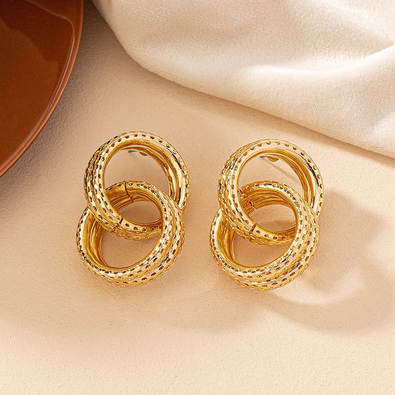 1 Pair Ig Style Retro Round Plating Alloy Gold Plated Drop Earrings