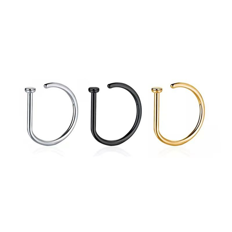 3 Pieces Nose Rings & Studs Simple Style Solid Color Stainless Steel Plating 18K Gold Plated