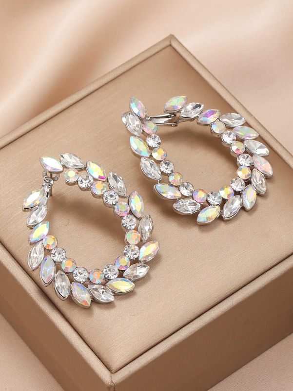 1 Pair Classic Style Water Droplets Plating Inlay Zinc Alloy Artificial Gemstones 18k Gold Plated Ear Studs