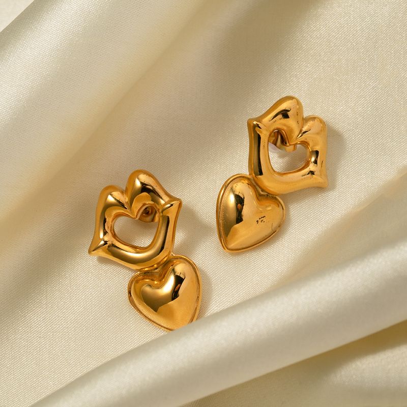1 Pair IG Style Lips Heart Shape Plating 316 Stainless Steel  Drop Earrings