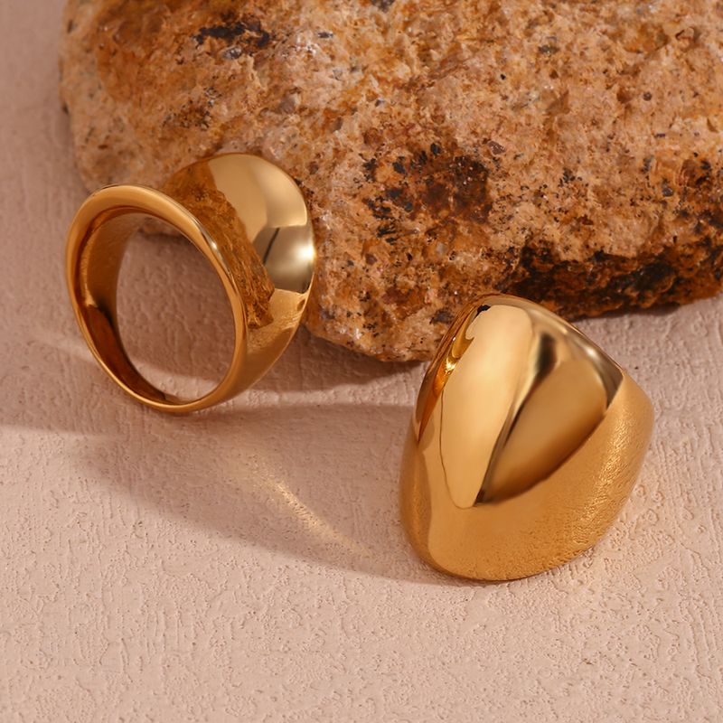 Estilo Vintage Estilo Simple Estilo Clásico Ronda Acero Inoxidable Enchapado Chapado En Oro De 18 Quilates. Anillos