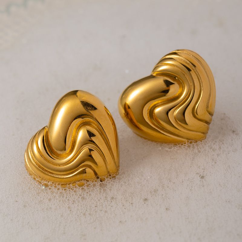 1 Pair IG Style Heart Shape Plating 316 Stainless Steel  Ear Studs