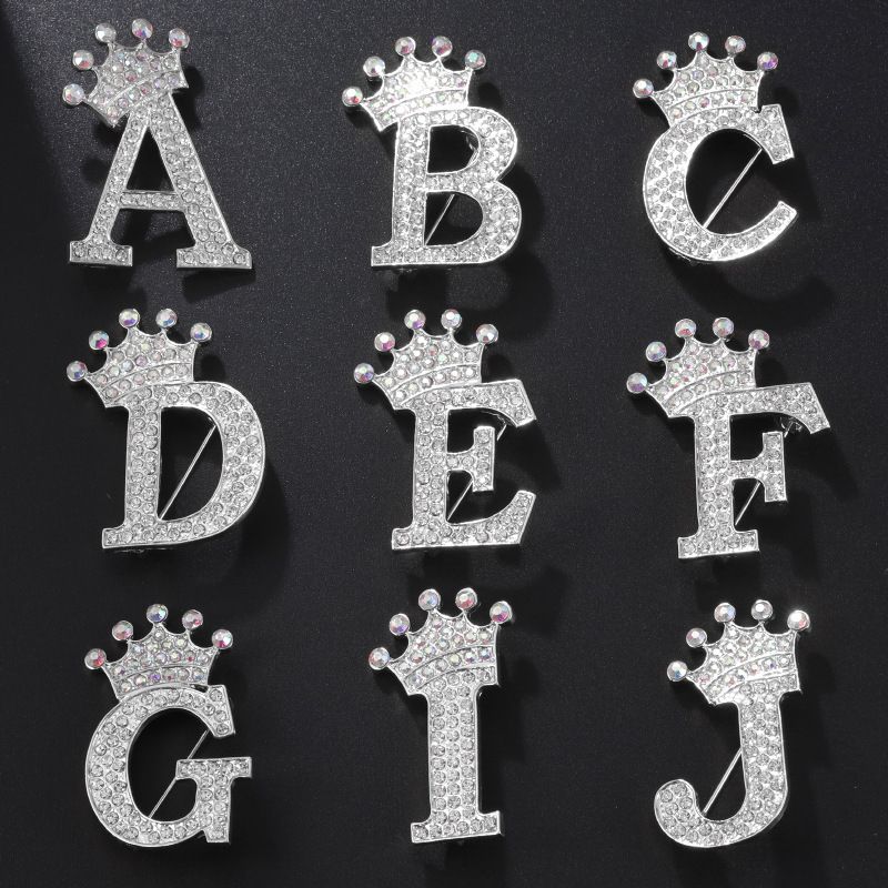 Simple Style Letter Crown Zinc Alloy Inlay Rhinestones Unisex Brooches