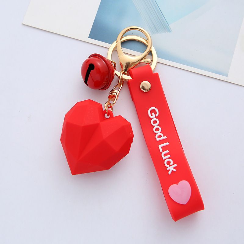 Cute Heart Shape Silica Gel Metal Valentine's Day Unisex Bag Pendant Keychain