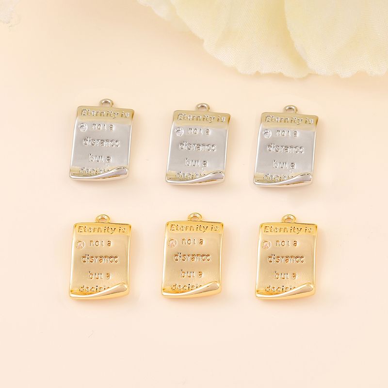 Retro Simple Style Classic Style Letter Square Copper Plating Inlay Zircon 18k Gold Plated White Gold Plated Jewelry Accessories