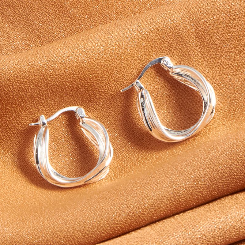 1 Pair Streetwear Geometric Plating Copper Silver Plated Earrings