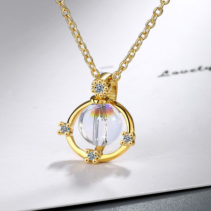 Simple Style Commute Star Copper Inlay Zircon Pendant Necklace
