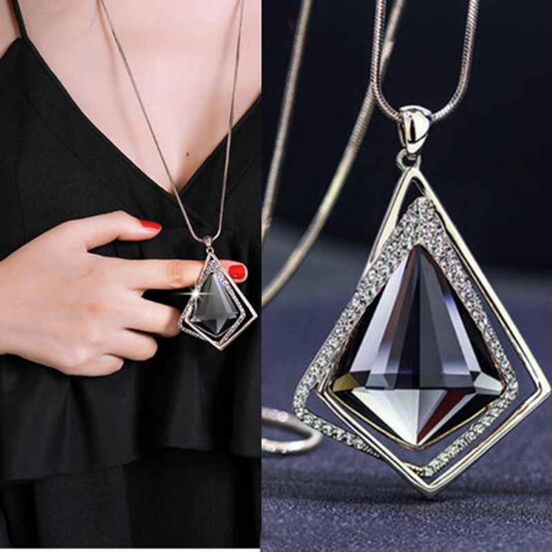 Simple Style Classic Style Rhombus Alloy Glass Copper Inlay Artificial Rhinestones Sweater Chain