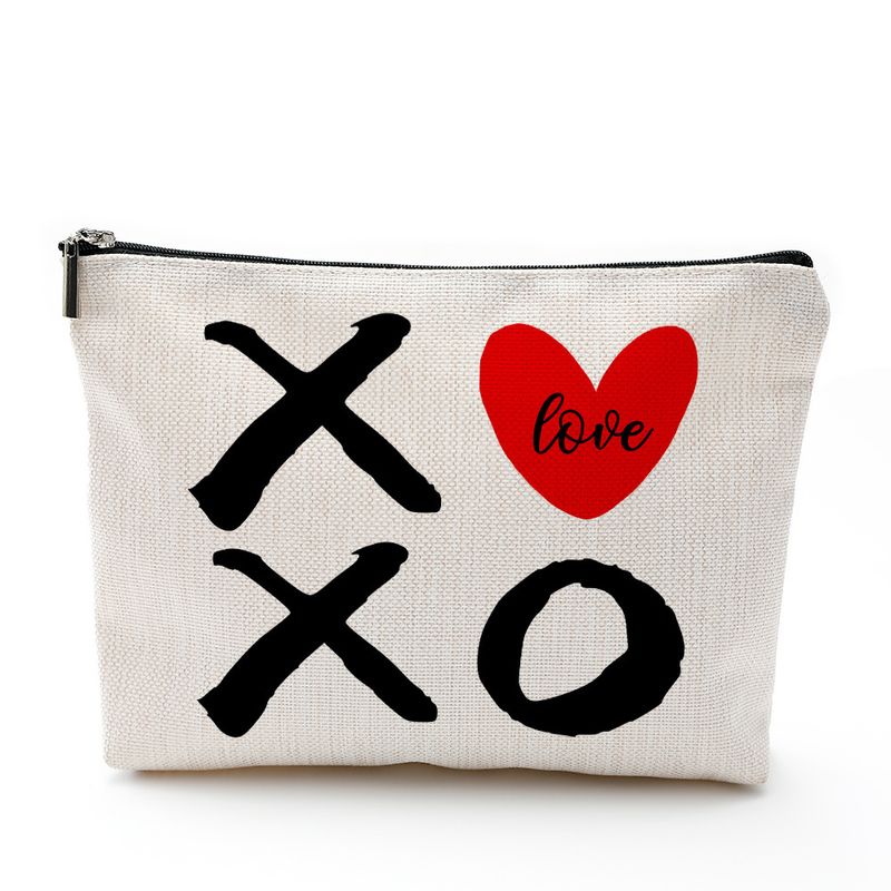 Sweet Simple Style Heart Shape Cotton And Linen Makeup Bags