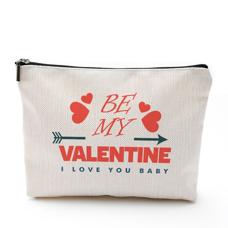 Sweet Heart Shape Linen Makeup Bags