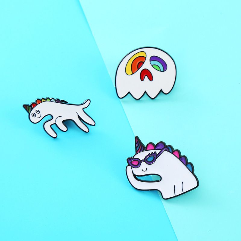 Estilo De Dibujos Animados Unicornio Fantasma Aleación Esmalte Mujeres Broches