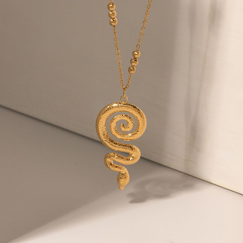 304 Stainless Steel Simple Style Commute Plating Snake Pendant Necklace