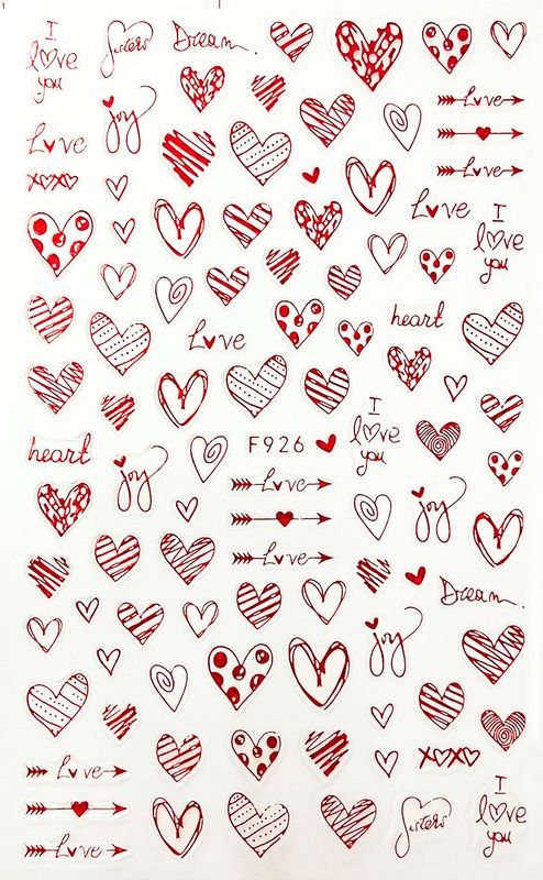 عيد الحب موديل فرنسي اللون الصامد كارتون شكل القلب حيوان أليف إكسسوارات تزيين الأظافر 1 قطعة