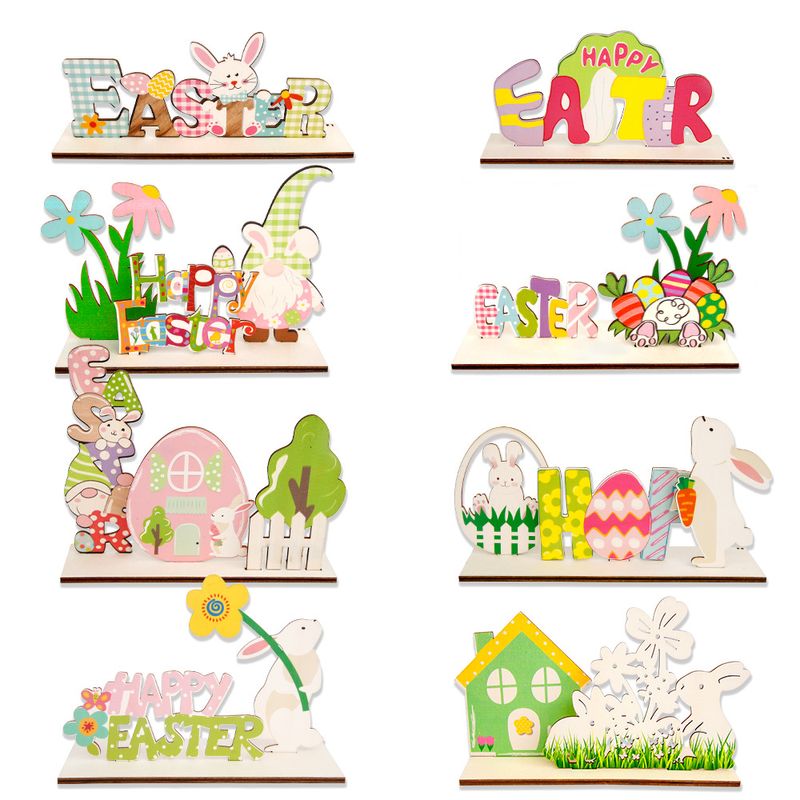 Easter Cute Letter Wood Indoor Party Festival Ornaments