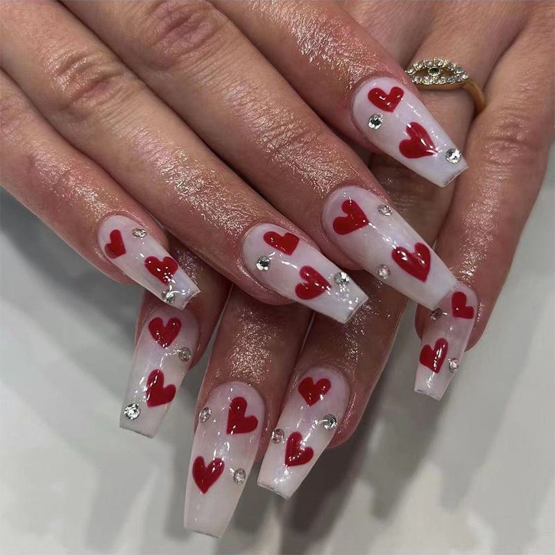 La Saint-valentin Sucré Forme De Cœur Plastique Ongles Correctifs 1 Jeu